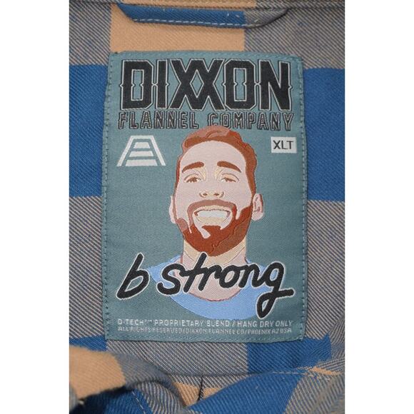 Dixxon Flannel Company Plaid Button Up Shirt Mens XLT Long Sleeve Tan Blue - Picture 5 of 9